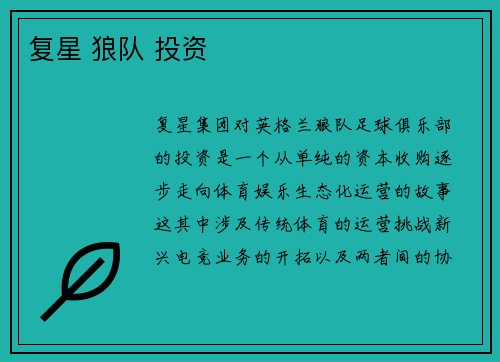 复星 狼队 投资
